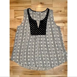 Black Rainn Womens Plus Black White Sheer Sleeveless Blouse Top Tank Size 1x